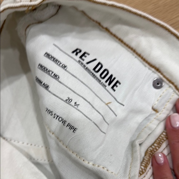 Re/Done 70s Stove Pipe White(blue tint) Straight Leg Jeans - Picture 3 of 6